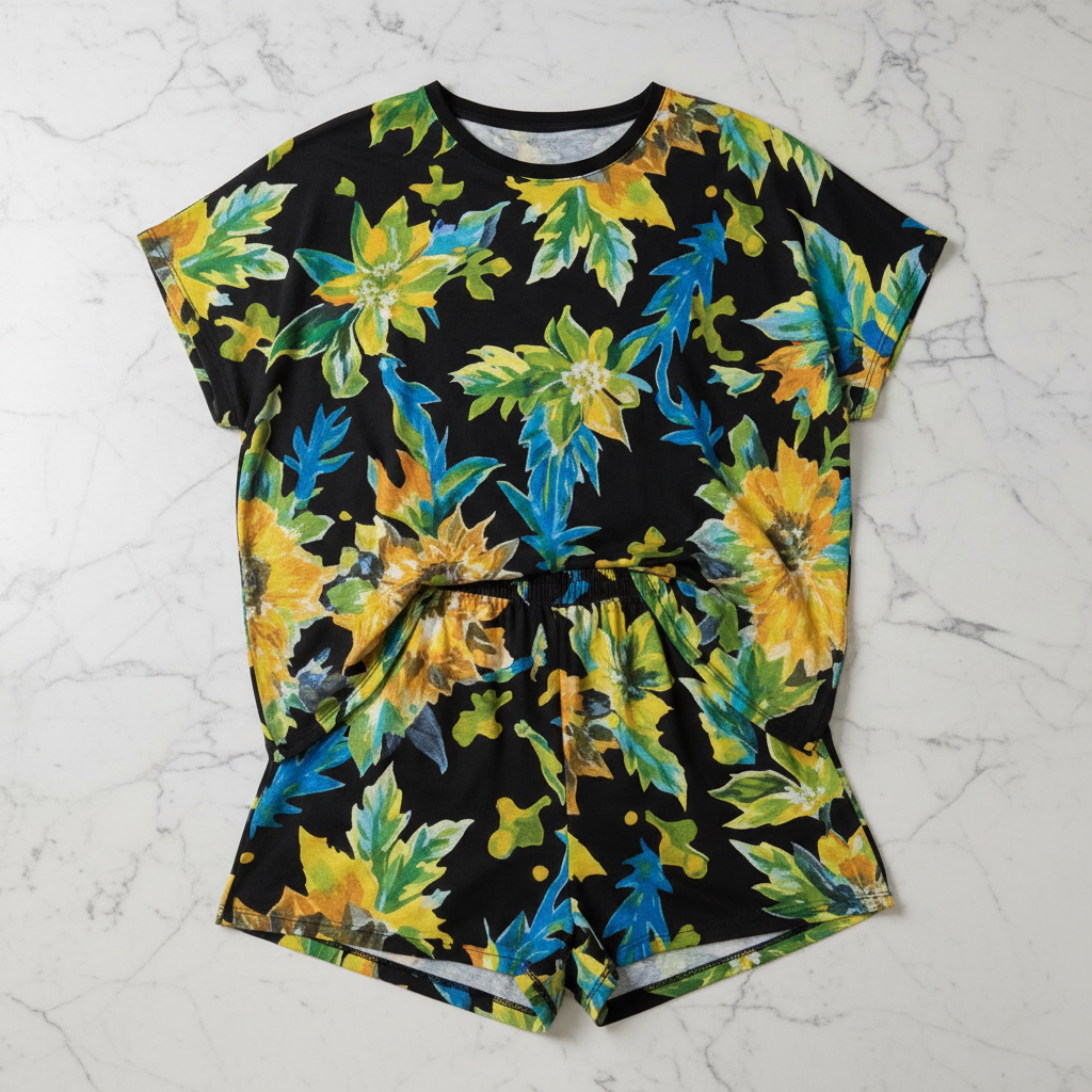 True Flower Child Vector Pajama Set - Whimsical Bohemian Loungewear for Artsy Dreamers