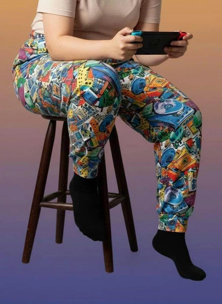 90s Mixtape Pajama Pants - Retro Music Lover Lounge Wear by Aesthetic Rebellion