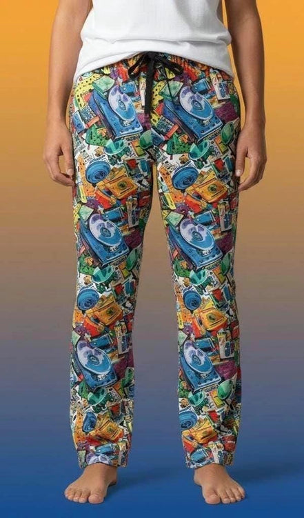 90s Mixtape Pajama Pants - Retro Music Lover Lounge Wear by Aesthetic Rebellion