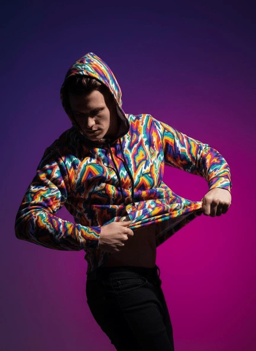 StreetsmArt Collage Athletic Hoodie - Heavyweight Maximalist Gym Wear - Designer Graffiti Activewear by Aesthetic Rebellion