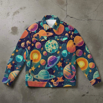 Cosmic Pop Art Streetwear Jacket - Vibrant All-Over Print Bomber for Urban Fashion by Aesthetic Rebellion
