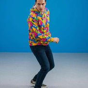 Vibrant Geometric Triangle Print Hoodie - Bold Maximalist Streetwear Pullover for Rave Style by Aesthetic Rebellion