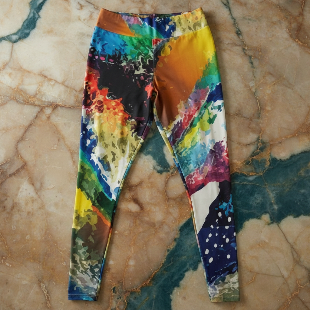 Abstract Expressionist Paint Splash Leggings - High-Waist Plus Size Tights for Bold Fitness