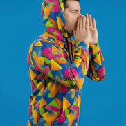 Vibrant Geometric Triangle Print Hoodie - Bold Maximalist Streetwear Pullover for Rave Style by Aesthetic Rebellion