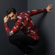 Artsy Floral Men’s Long Sleeve Polo - Polished Maximalist Workwear for Hospitality & Wine Ambassadors by Aesthetic Rebellion