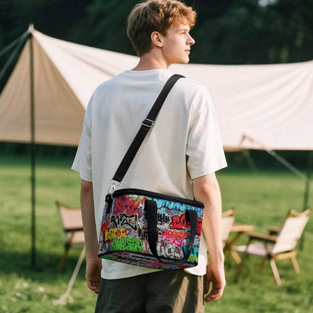 Maximalist Graffiti Portable Cooler Bag - Insulated Oxford Tote for Festivals, Beach Days & Designer Lunches by Aesthetic Rebellion