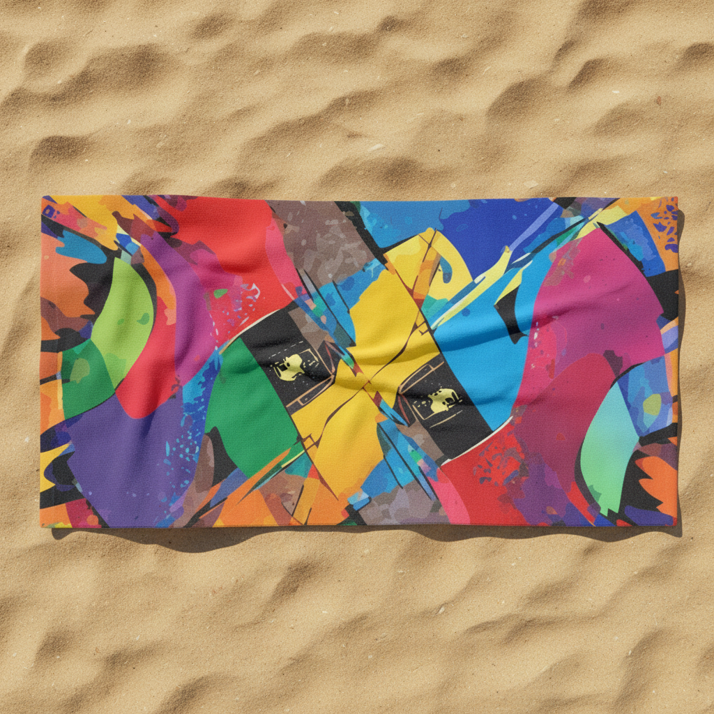Abstract Paint Splash Beach Towel - Vibrant Microfiber Pool Towel for Artistic Summer Vibes