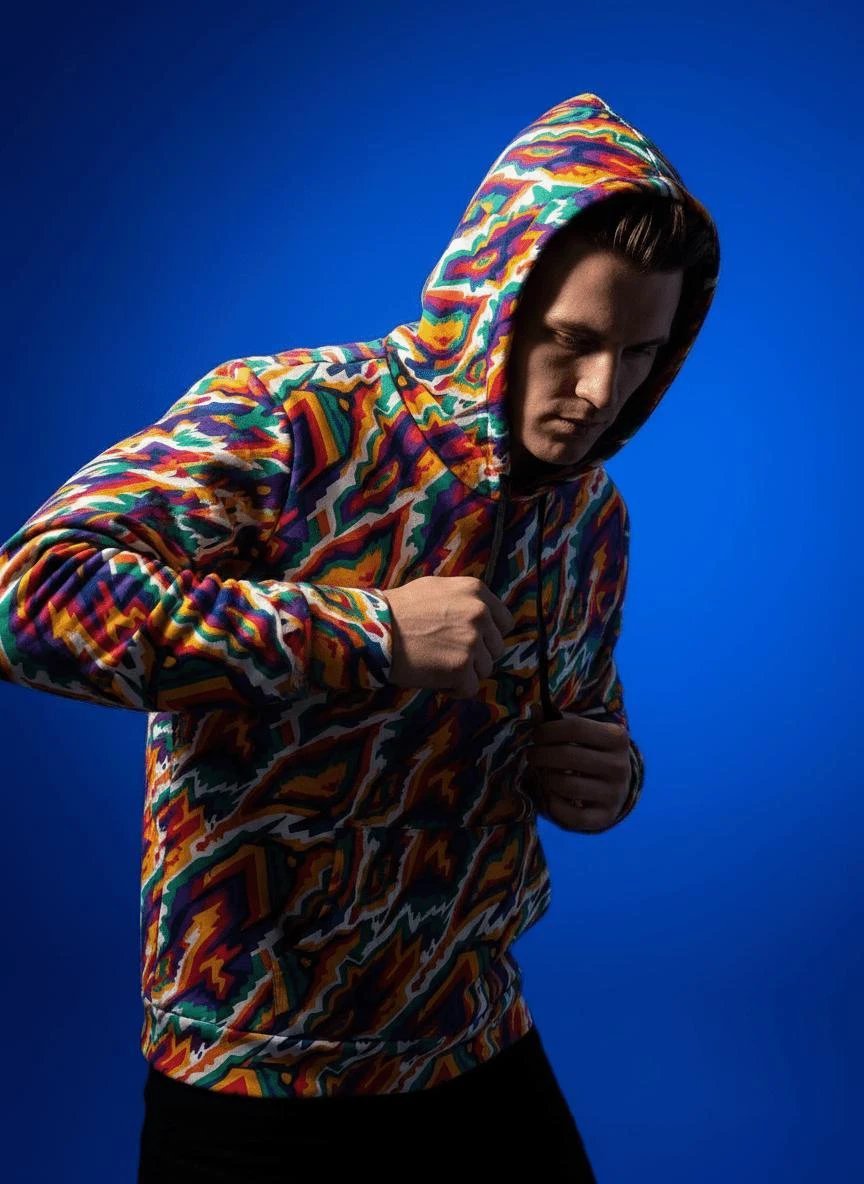 StreetsmArt Collage Athletic Hoodie - Heavyweight Maximalist Gym Wear - Designer Graffiti Activewear by Aesthetic Rebellion