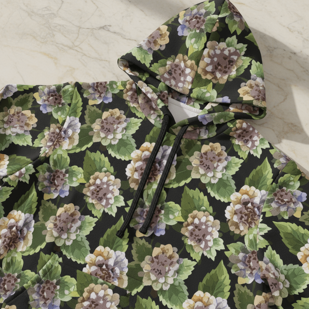 Floral Print Athletic Hoodie, Cozy Gym Layer, Nature - Inspired Sportswear, Perfect Gift for Fitness Lovers, Stylish Outdoor Apparel - Aesthetic Rebellion
