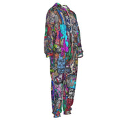 Graffiti AOP Heavyweight Jumpsuit for Everything Mashup Maximalists — Graffiti-style street art print in vivid multicolor tones. Women's jumpsuit with dopamine dressing, eclectic maximalism, main character energy style. Aesthetic Rebellion.