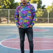 Graffiti Chaos Hoodie — Neon Street Art All - Over Print - Aesthetic Rebellion