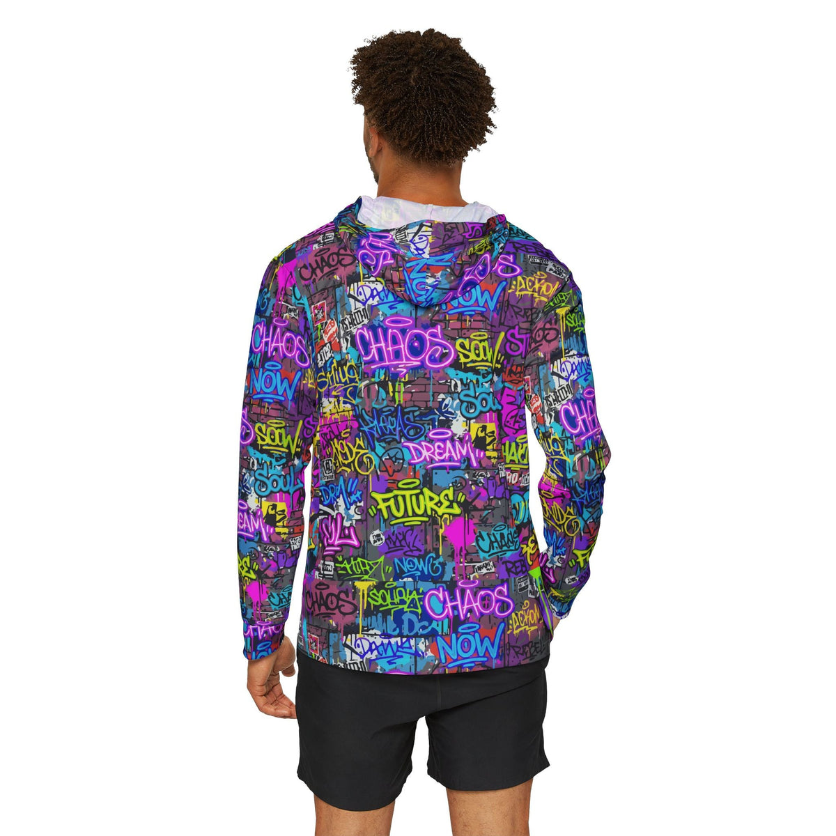 Graffiti Chaos Hoodie — Neon Street Art All - Over Print Warmup Hoodie - Aesthetic Rebellion