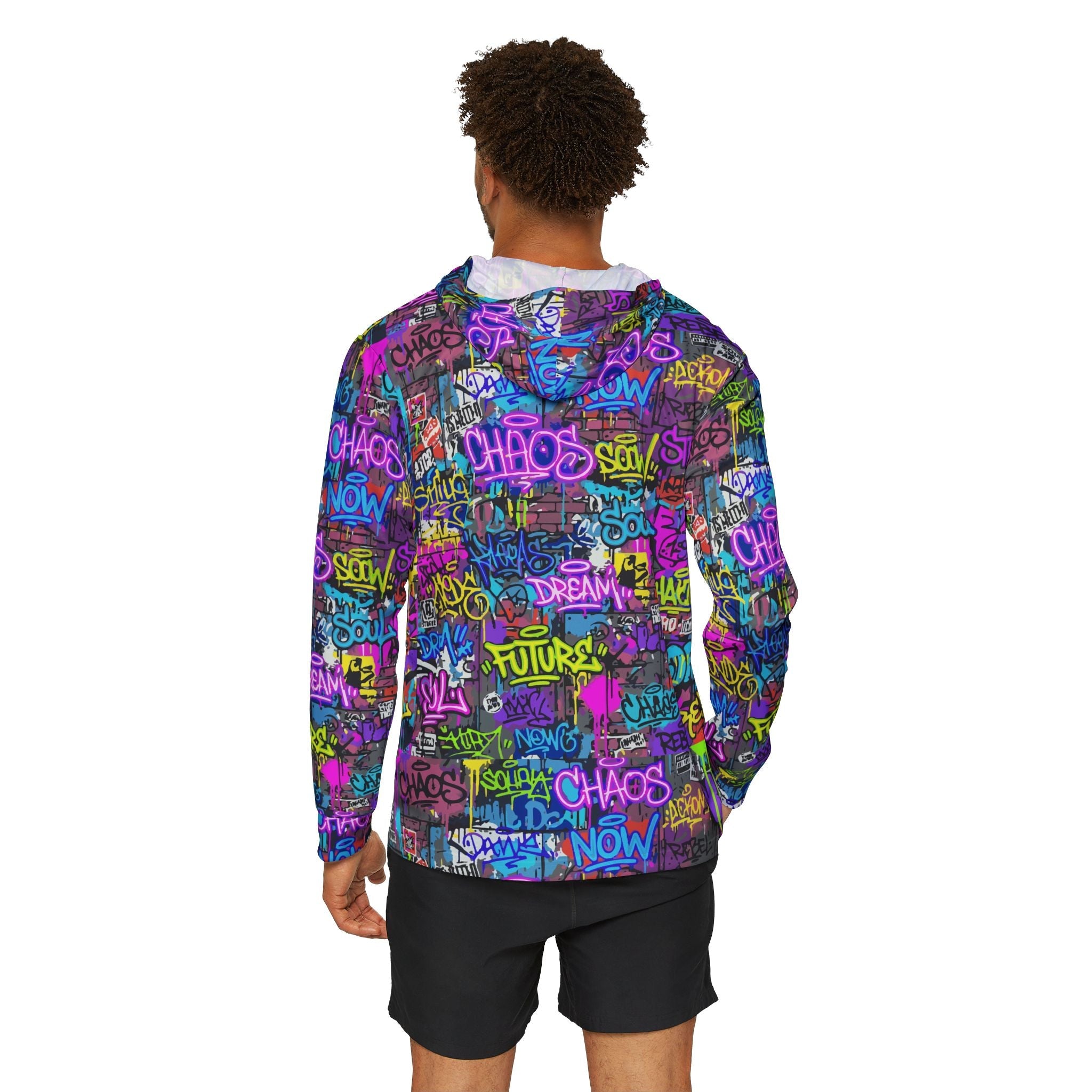 Graffiti Chaos Hoodie — Neon Street Art All - Over Print Warmup Hoodie - Aesthetic Rebellion