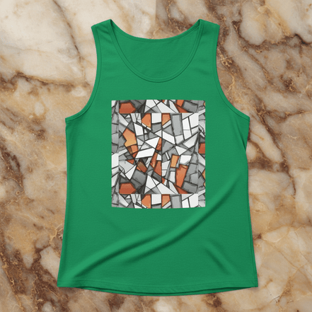 Graffiti Frame Cotton Tank Top — Teal Tank with Street Art Chest Print for Summer Sessions - Aesthetic Rebellion