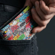 Graffiti Tag Wall Leather Wallet for Streetwear Collectors — Urban Spray-Paint AOP Bifold, Handmade to Order - Aesthetic Rebellion