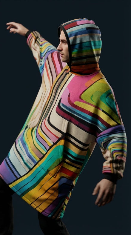 Hoodie Blanket – Laffy Taffy Wrapper All - Over Print | Wearable Art, Oversized Sherpa Fleece, All Gender - Aesthetic Rebellion