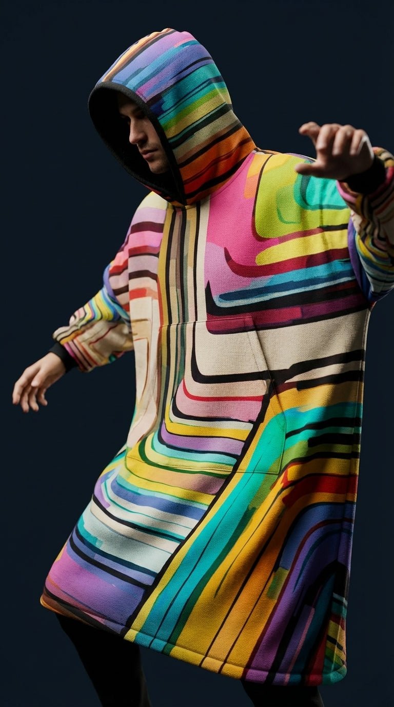 Hoodie Blanket – Laffy Taffy Wrapper All - Over Print | Wearable Art, Oversized Sherpa Fleece, All Gender - Aesthetic Rebellion