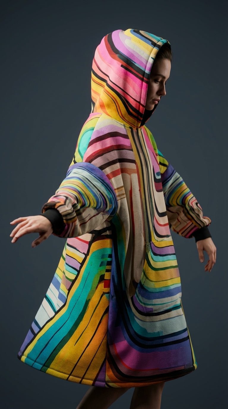 Hoodie Blanket – Laffy Taffy Wrapper All - Over Print | Wearable Art, Oversized Sherpa Fleece, All Gender - Aesthetic Rebellion
