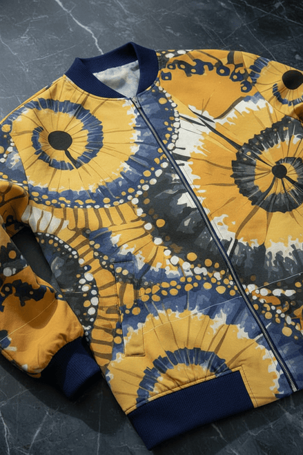 Jellyfish Bloom Reversible Silk Bomber | Abstract Art Jacket - Aesthetic Rebellion