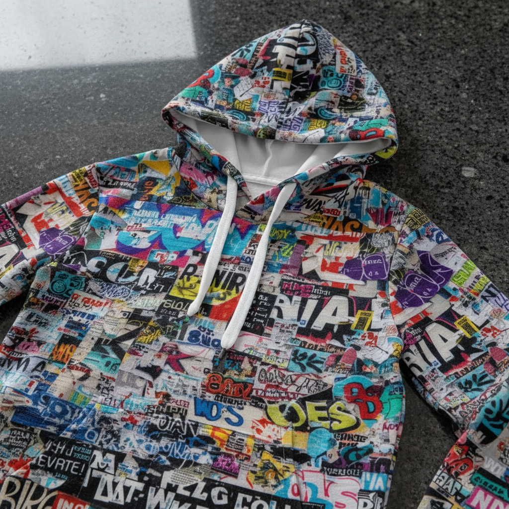 Kids Graffiti Hoodie | All - Over Print Sublimated Pullover - Aesthetic Rebellion