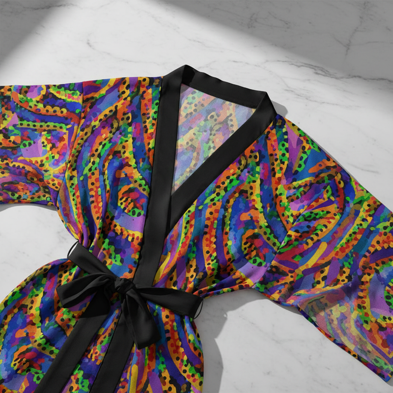 Dragon Ballistic Kimono Robe for Fierce Feminine Maximalists — Samurai-Inspired AOP Kaftan, Bold Japanese-Style Statement Robe, Gift for Her Warrior Aesthetic