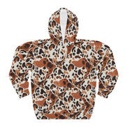 Leopard Spot AOP Pullover Hoodie for Wild Street Style Dressers — Brown Cream Animal Print, 250gsm Poly Cut-and-Sewn - Aesthetic Rebellion