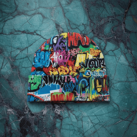 Liquid Glitch Beanie – Maximalist Graffiti Streetwear Hat - Aesthetic Rebellion