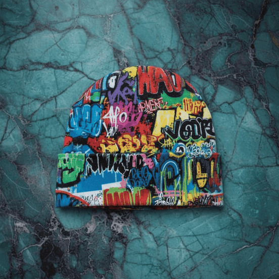 Liquid Glitch Beanie – Maximalist Graffiti Streetwear Hat - Aesthetic Rebellion