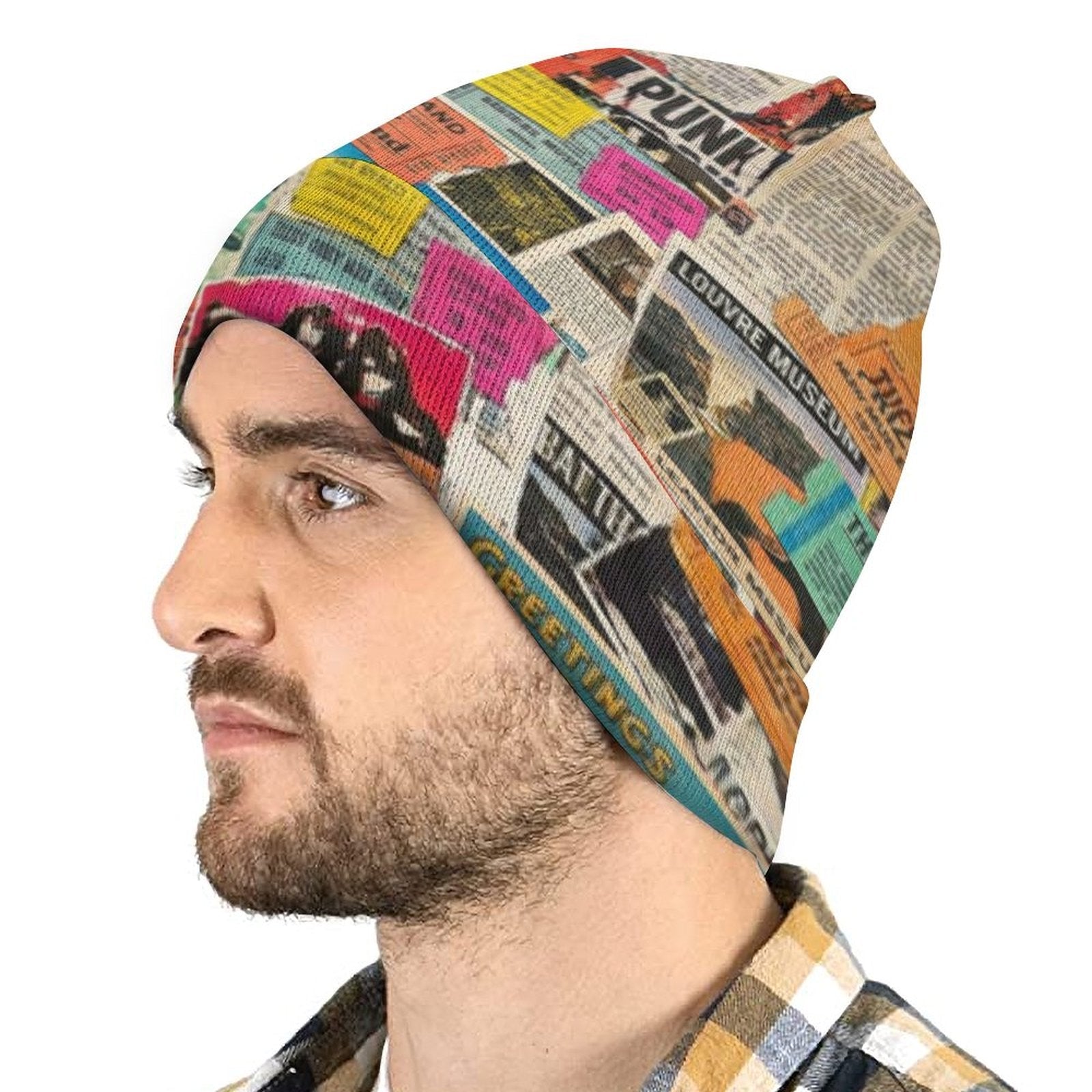 Maximalist AOP Beanie for Streetwear Collectors — All-over print in vivid multicolor tones. Women's beanie with main character energy, festival core 2026, art kid fashion style. Aesthetic Rebellion.
