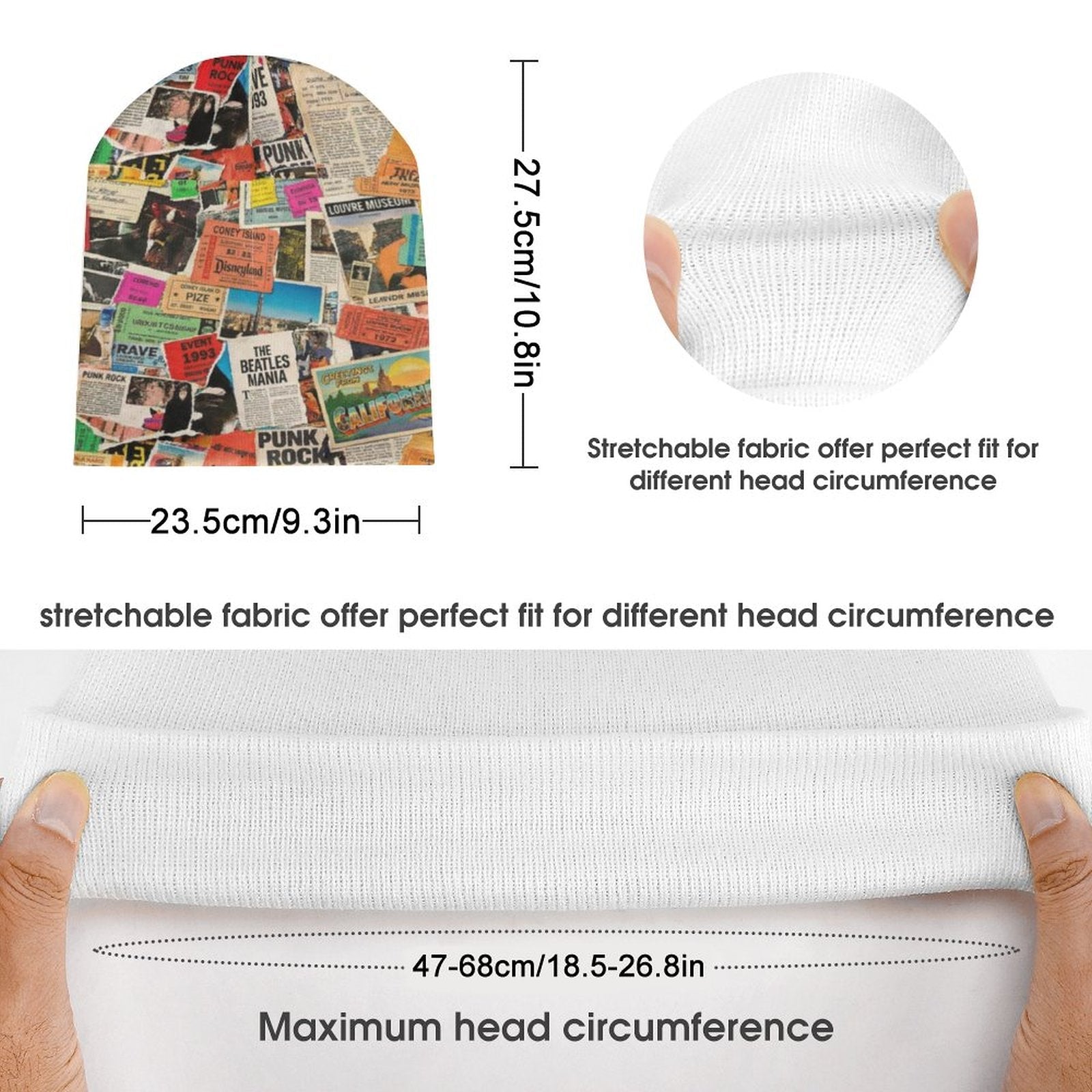 Maximalist AOP Beanie for Streetwear Collectors — All-over print in vivid multicolor tones. Women's beanie with main character energy, festival core 2026, art kid fashion style. Aesthetic Rebellion.