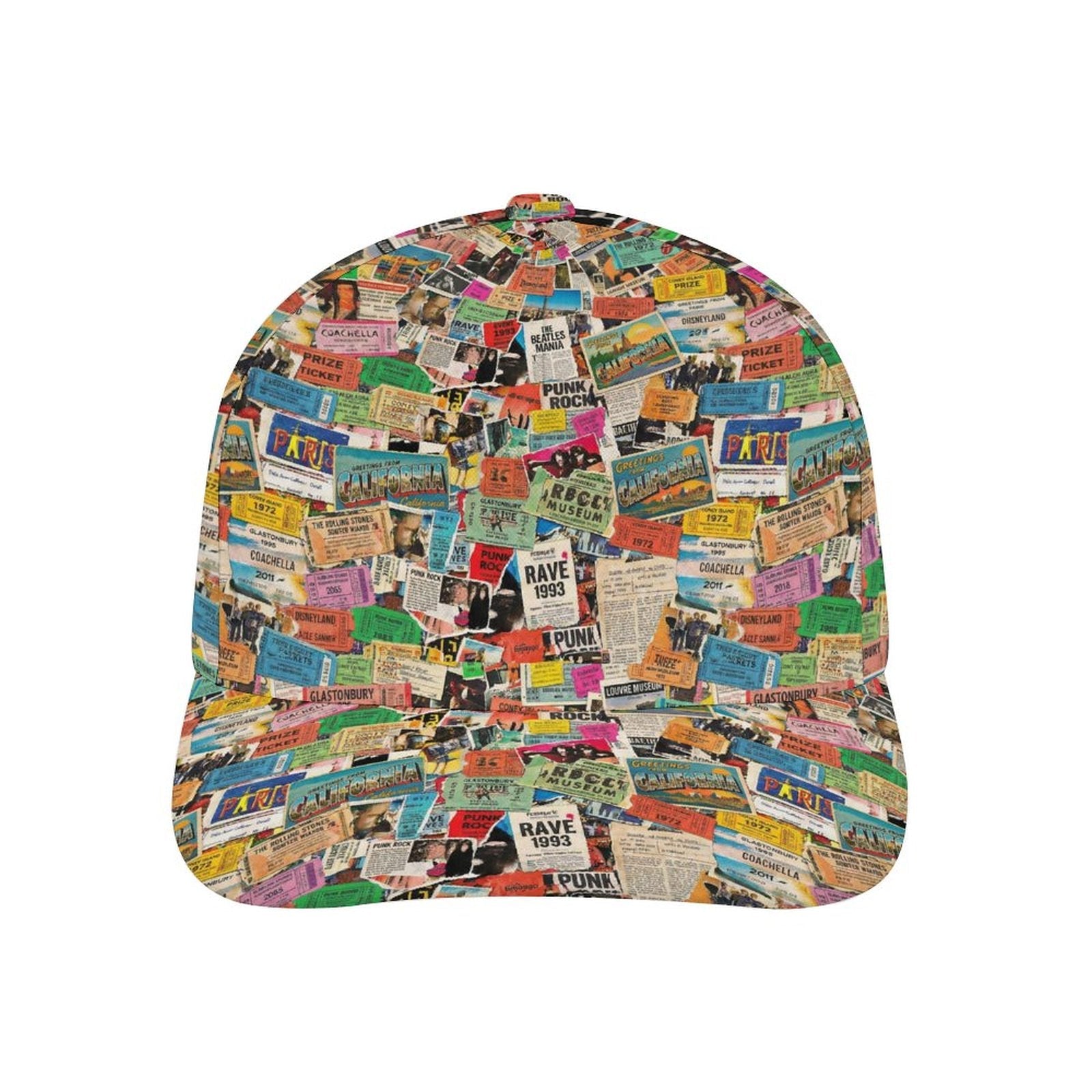 Maximalist AOP Snapback for Wanderlust Dressers — All-over print in vivid multicolor tones. Unisex baseball cap with main character energy, festival core 2026, art kid fashion style. Aesthetic Rebellion.