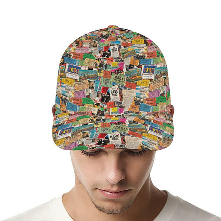 Maximalist AOP Snapback for Wanderlust Dressers — All-over print in vivid multicolor tones. Unisex baseball cap with main character energy, festival core 2026, art kid fashion style. Aesthetic Rebellion.