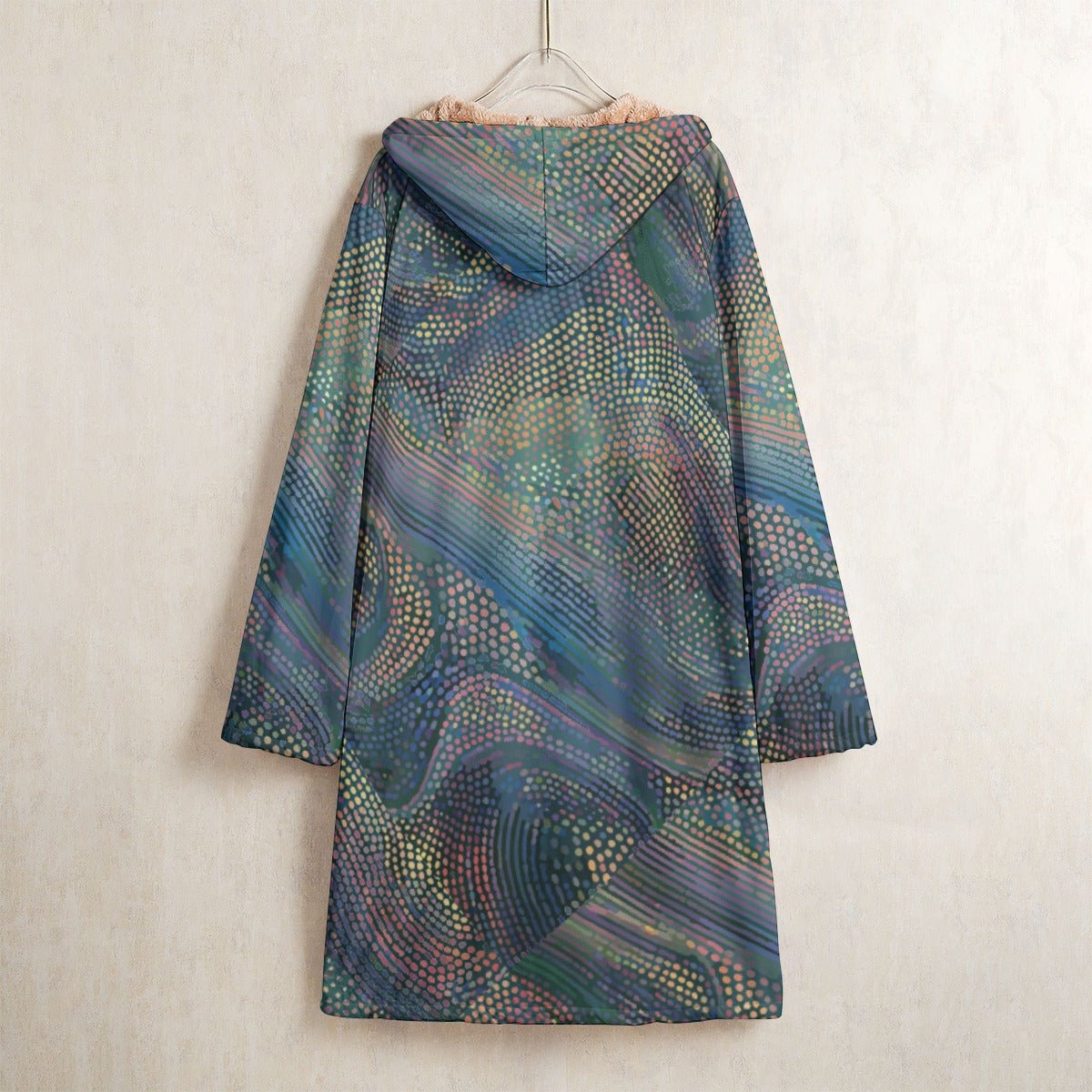 Maximalist Festival Coat for Burners — Psychedelic full-coverage print in vivid multicolor tones. Unisex coat with dopamine dressing, eclectic maximalism, main character energy style. Aesthetic Rebellion.