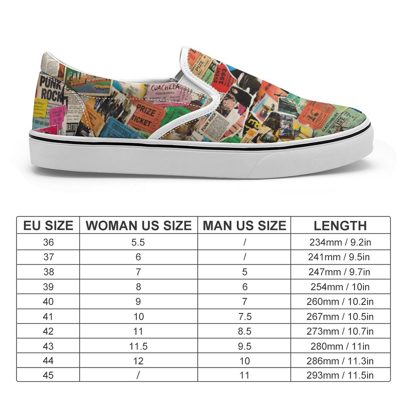 Maximalist Slip-On Shoes for Art-First Dressers — All-over print in vivid multicolor tones. Women's slip-on shoes with weird girl aesthetic, wearable art movement, dopamine dressing style. Aesthetic Rebellion.