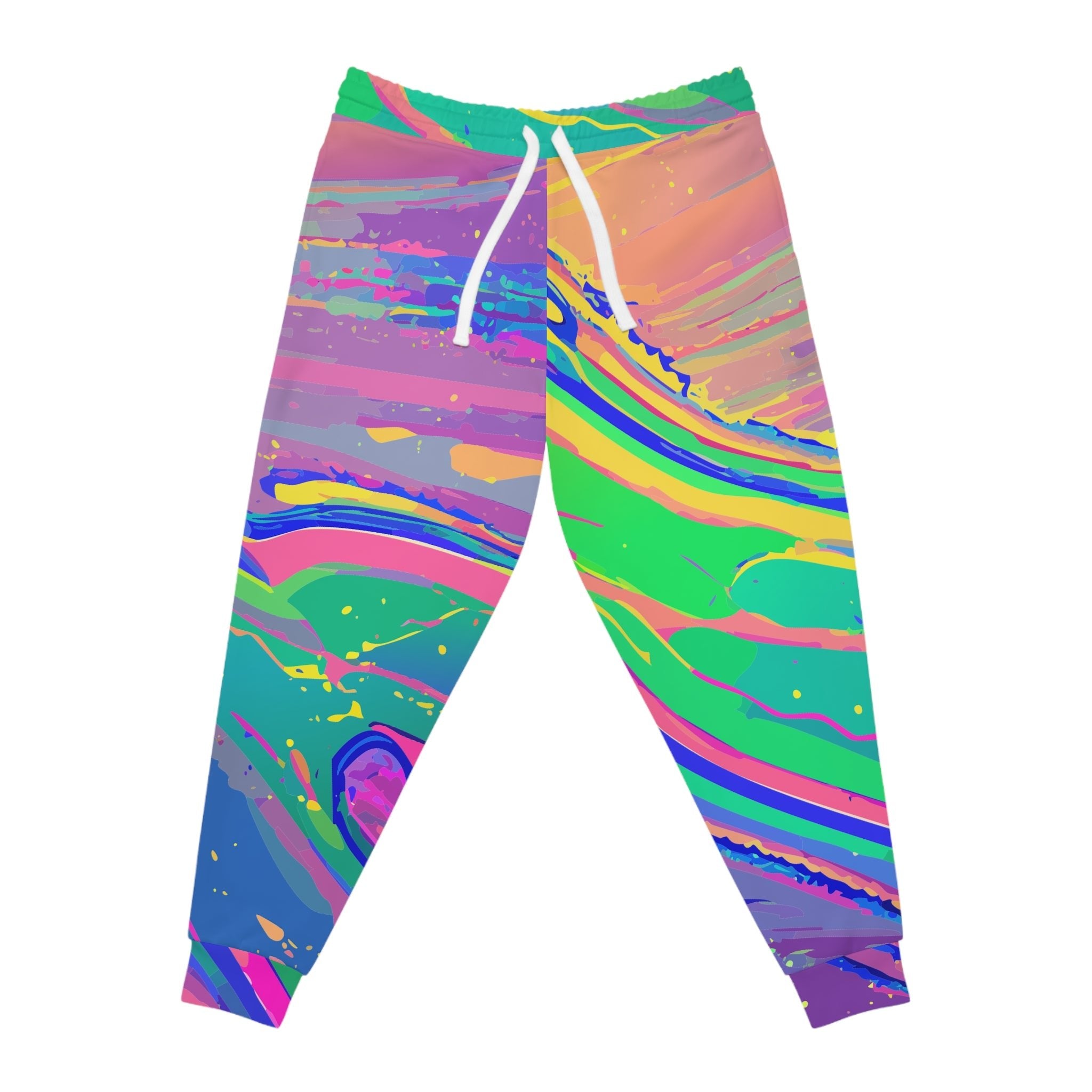 Melted Neon Crayons Athletic Joggers, Comfy Sweatpants, Workout Pants, Lounge Wear, Jogging Trousers - Aesthetic Rebellion
