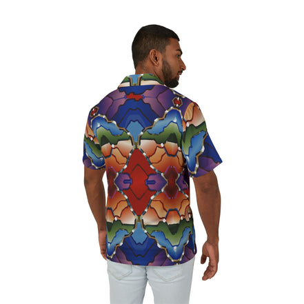 Men's AOP Hawaiian Camp Shirt for Bold Summer Maximalists — All-Over Print Streetwear Button-Up, Festival Resort Statement Top, Assembled in USA - Aesthetic Rebellion