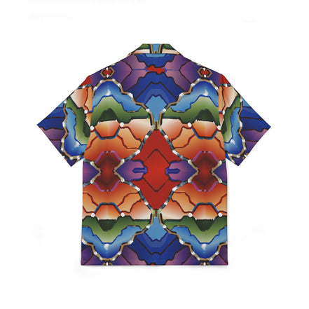 Men's AOP Hawaiian Camp Shirt for Bold Summer Maximalists — All-Over Print Streetwear Button-Up, Festival Resort Statement Top, Assembled in USA - Aesthetic Rebellion