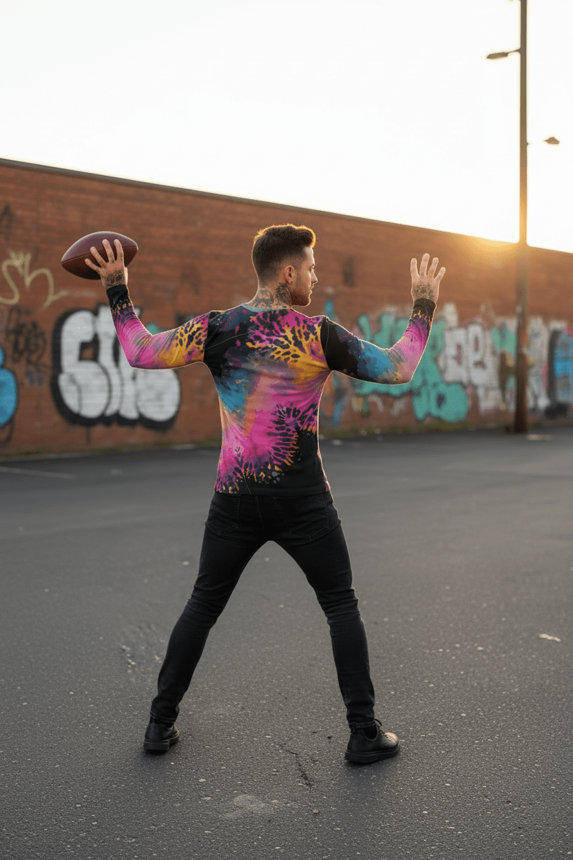 Men's Henley Shirt – Pink Black Liquid Grunge Art Long Sleeve Streetwear Aesthetic Rebellion