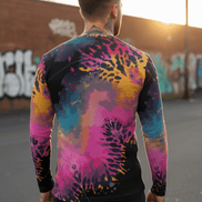 Men's Henley Shirt – Pink Black Liquid Grunge Art Long Sleeve Streetwear Aesthetic Rebellion