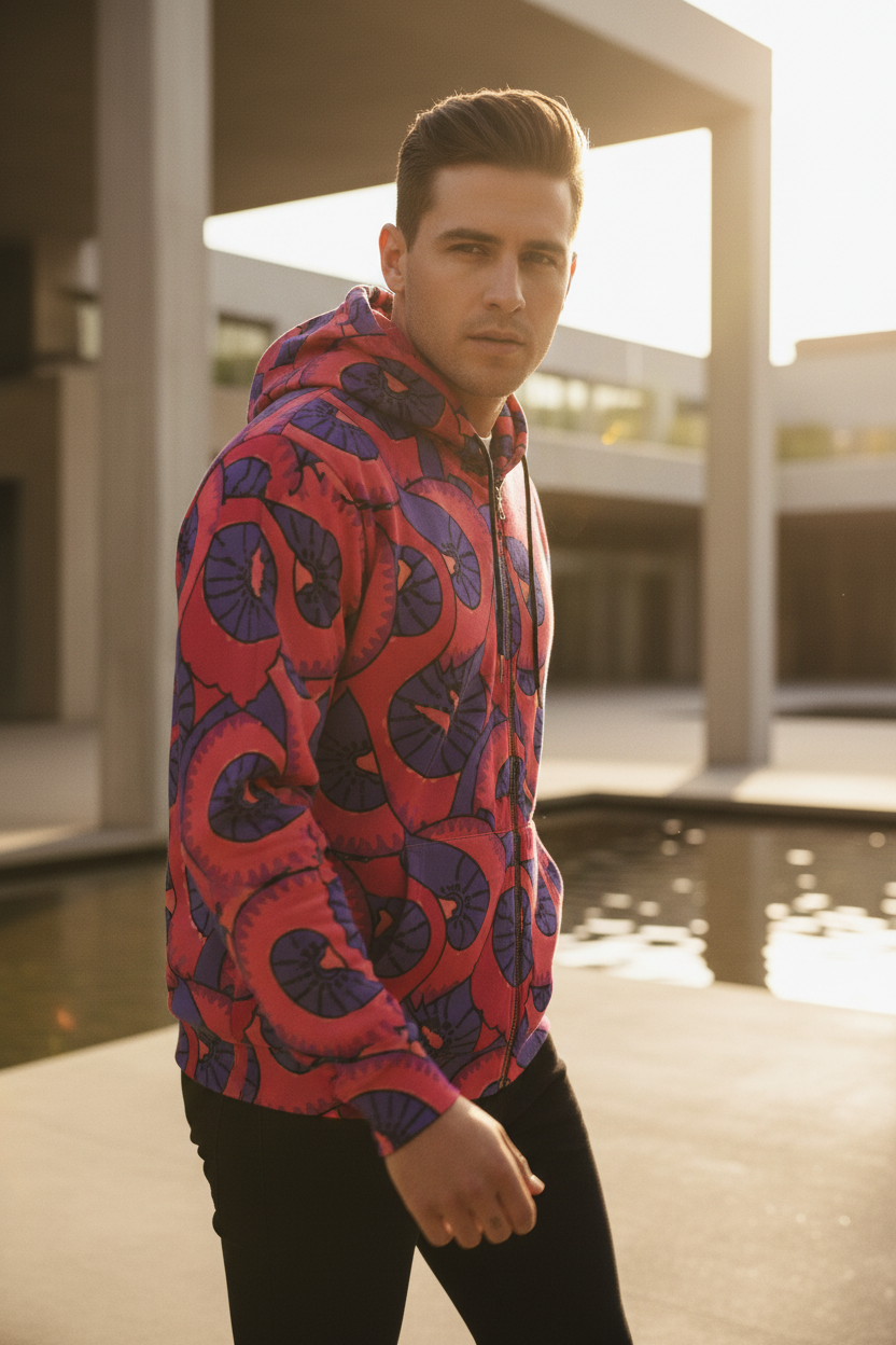 Fan Bloom Full-Zip Hoodie Aesthetic Rebellion