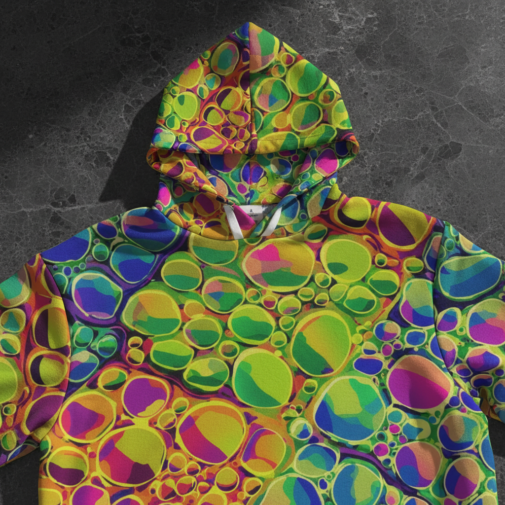 Neon Cellular Activity AOP Hoodie – Digital Acrylic Pour Streetwear - Aesthetic Rebellion