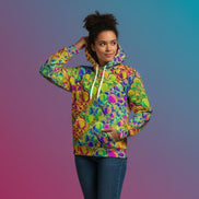 Neon Cellular Activity Men's Hoodie, Bold & Vibrant Swirls, Flowing Cells, Stylish Sweatshirt, Colorful Outerwear, Artistic Pullover Jacket - Aesthetic Rebellion