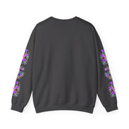 Neon Splat Crest Crewneck — Heavy Blend Navy Sweatshirt with Psychedelic Graffiti Chest Print - Aesthetic Rebellion