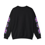 Neon Splat Crest Crewneck — Heavy Blend Navy Sweatshirt with Psychedelic Graffiti Chest Print - Aesthetic Rebellion