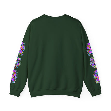 Neon Splat Crest Crewneck — Heavy Blend Navy Sweatshirt with Psychedelic Graffiti Chest Print - Aesthetic Rebellion
