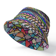 Ocular Opulence Reversible Bucket Hat — All-over print in vivid multicolor tones. Unisex bucket hat with main character energy, festival core 2026, art kid fashion style. Aesthetic Rebellion.