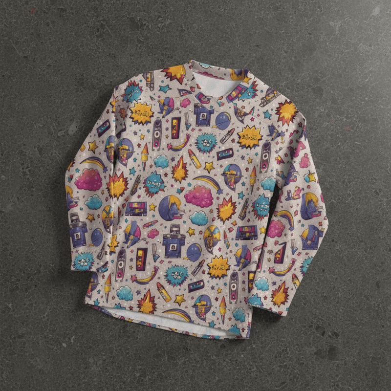 Plush Medley AOP Graphic Jersey for Abstract Ravewear Collectors — All-Over Print Men's Statement Athletic Top, Festival Streetwear Wearable Art Jersey