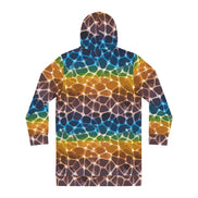 Prism Lattice Hoodie Dress — Amber-to-Teal Geometric Gradient AOP Longline Statement - Aesthetic Rebellion