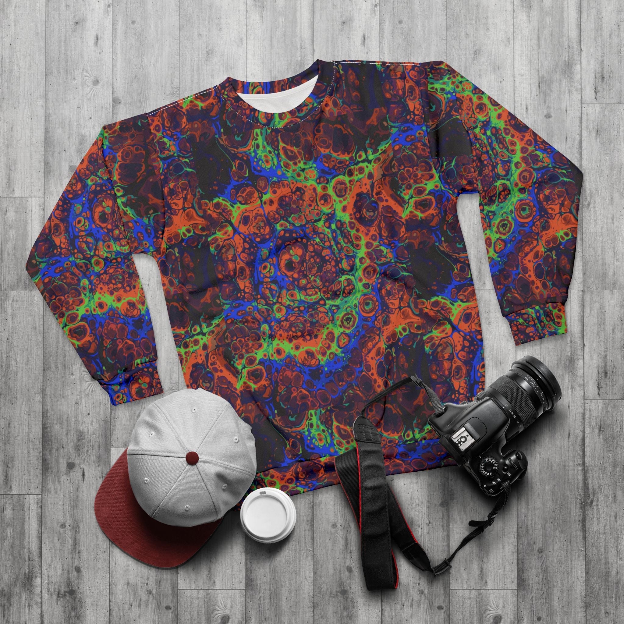 Psychedelic Lava Pattern Sweatshirt | Abstract All-Over Print - Aesthetic Rebellion