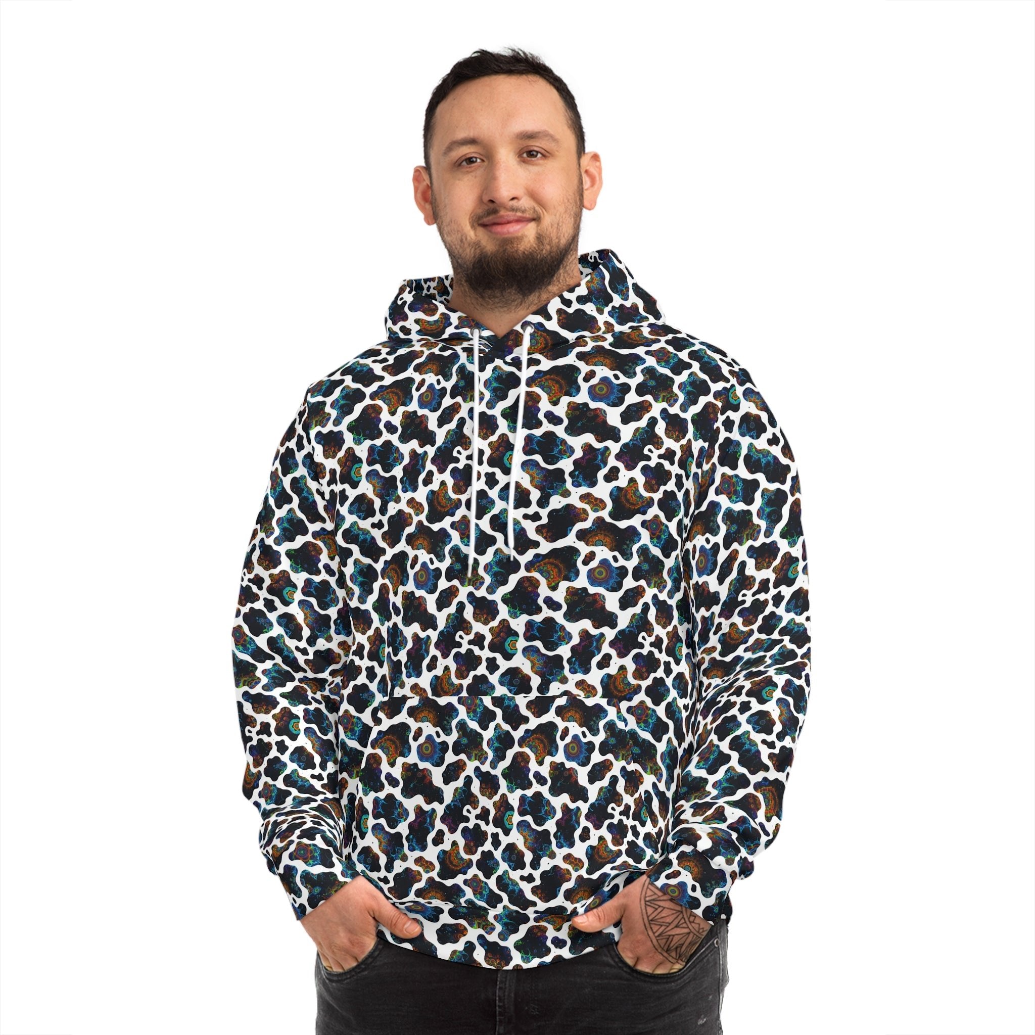 Psychedelic Neon Biomorphic Pattern Hoodie | All - Over Print - Aesthetic Rebellion